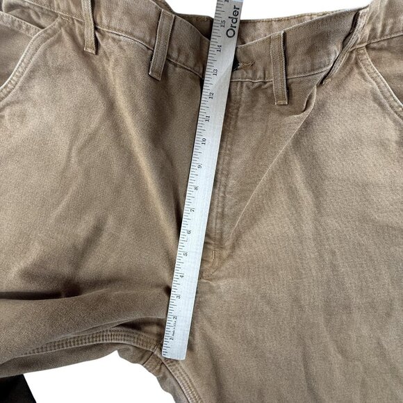 Vintage Carhartt Pants Men 44x32 Brown B111 Dungaree Flannel Lined Carpenter Y2K - Picture 12 of 16